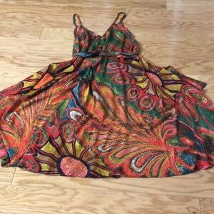 NWOT One Size Fits Most Advance Apparels Multicolor Aboriginal Print Maxi Dress